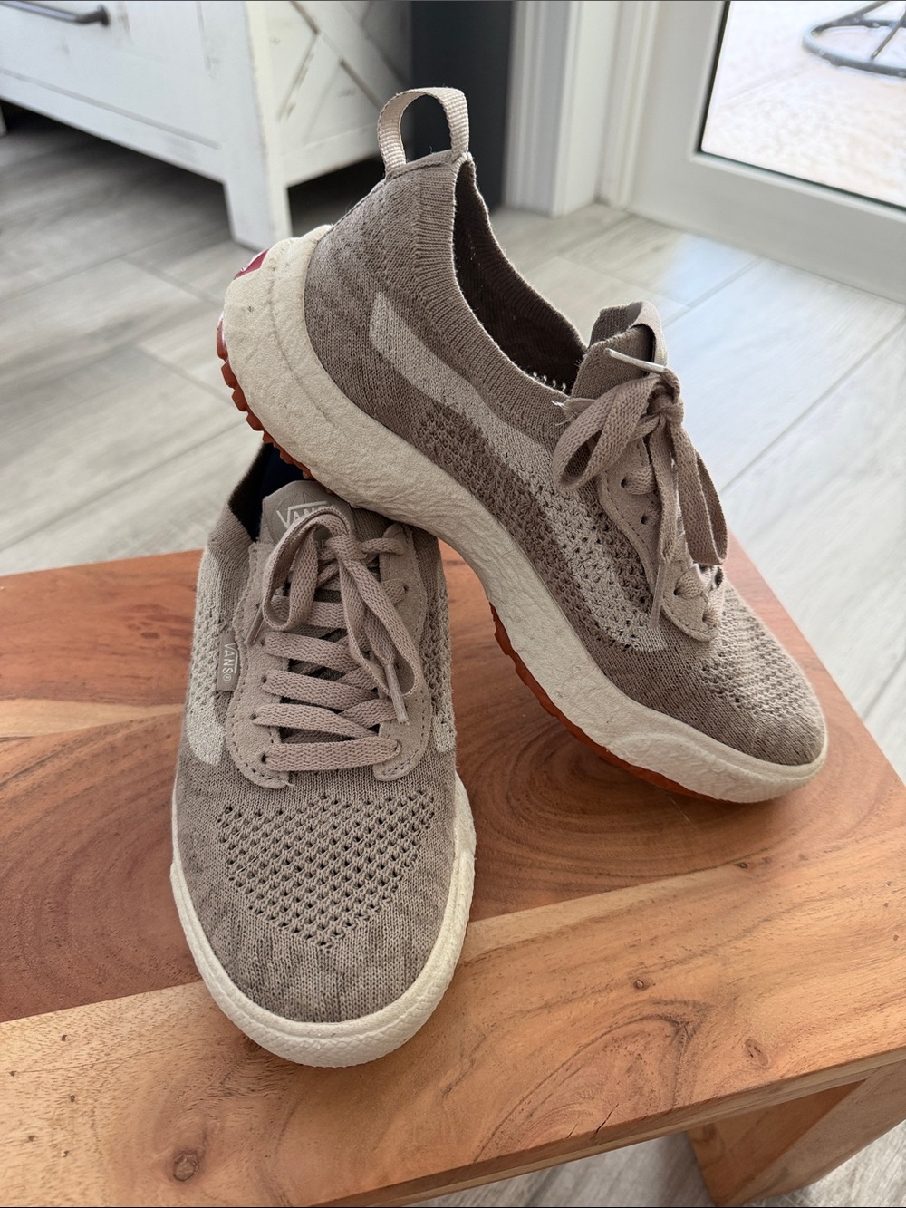 Vans Women's Taupe Knit Lace-Up Sneaker